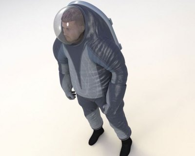 Spacesuit 1:“Biomimicry.” It features glow-in-the dark swirls imprinted on the front.  NASA explains that the design “draws from an environment with many parallels to the harshness of space: the world's oceans."
 